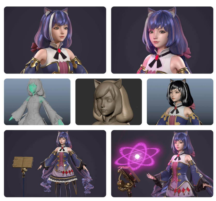 卡通美少女凯露实时三维静帧全流程案例教学