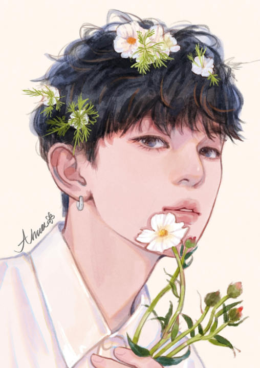 阿花水彩风男生头像ipad插画课2022年1月