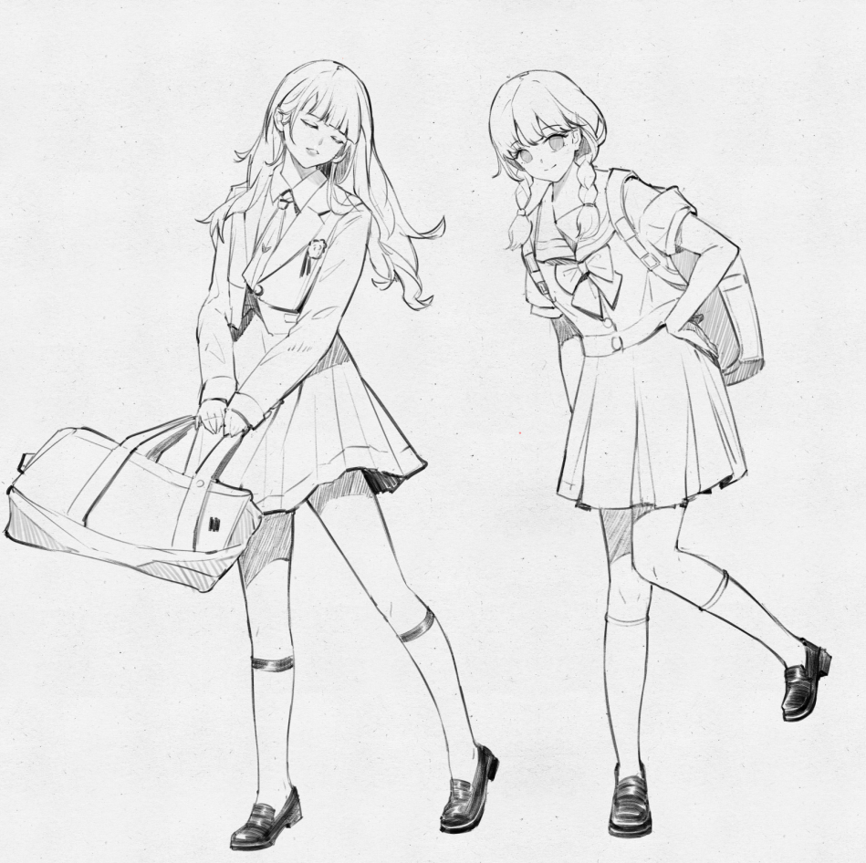 阿肯绘日系少女速写2021年