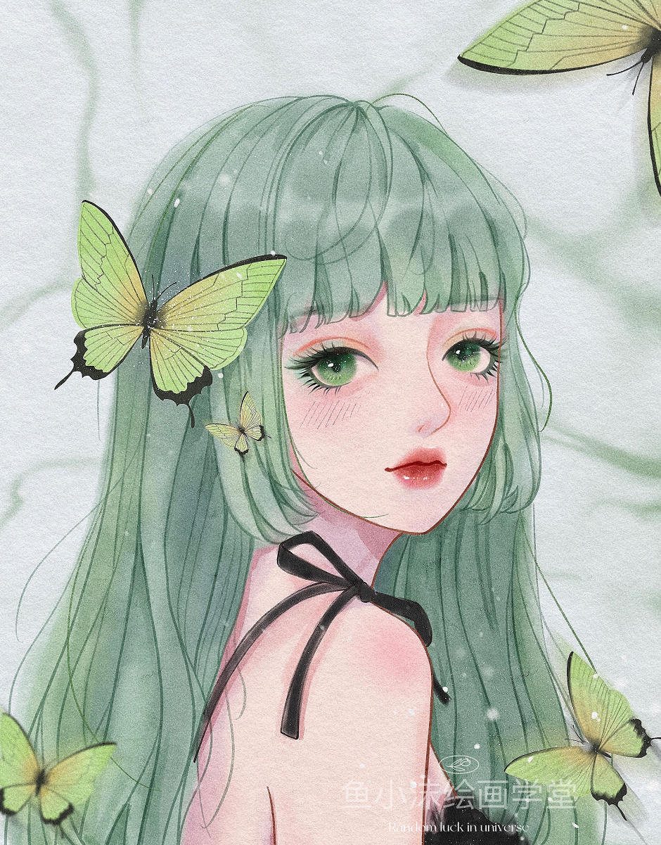 鱼小沫少女头像线稿精品课零基础入门2020