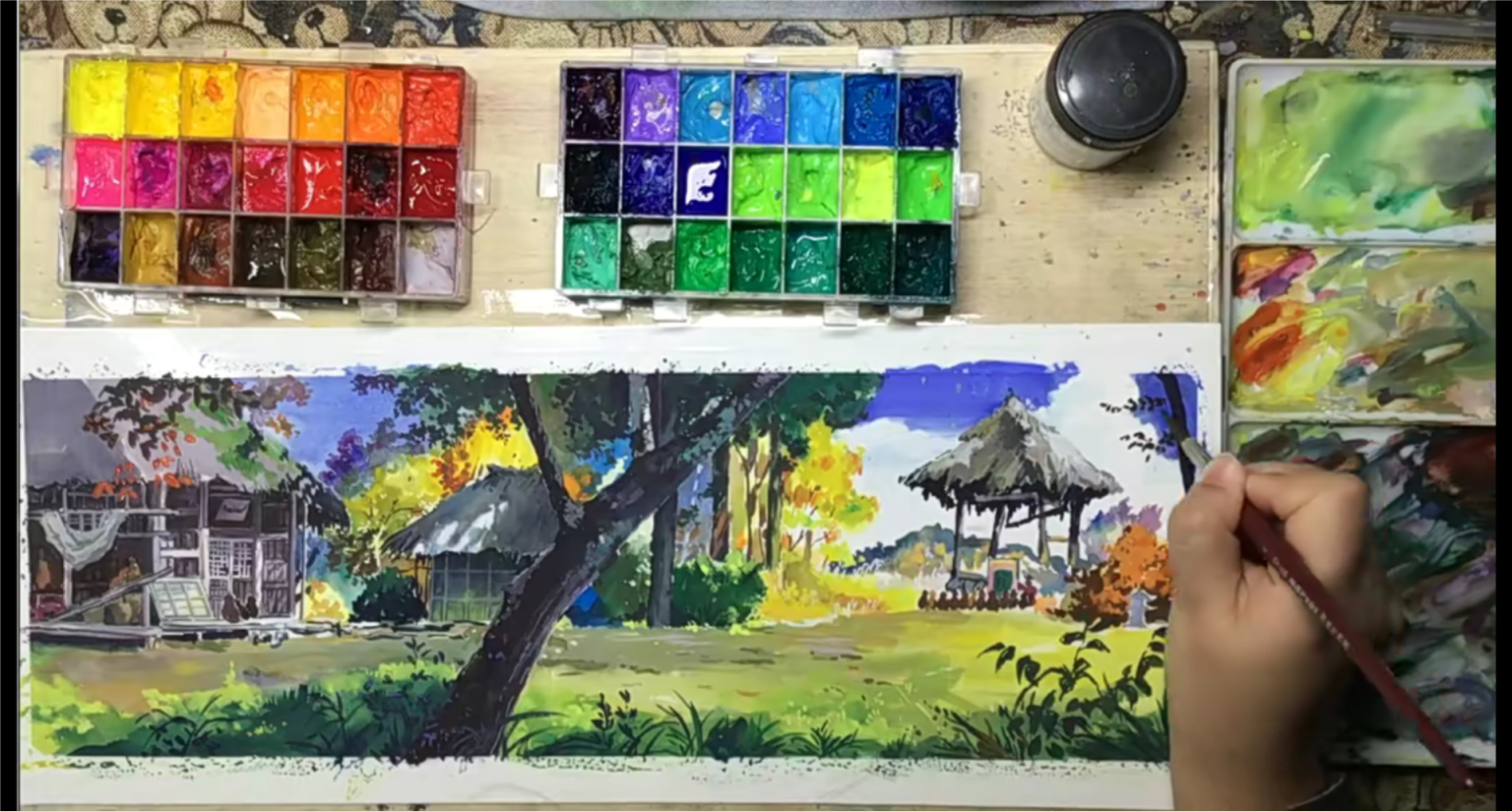 宫崎骏风格水彩手绘风景插画技法教程
