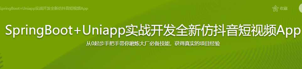 SpringBoot+Uniapp实战开发全新仿抖音短视频App[完结]