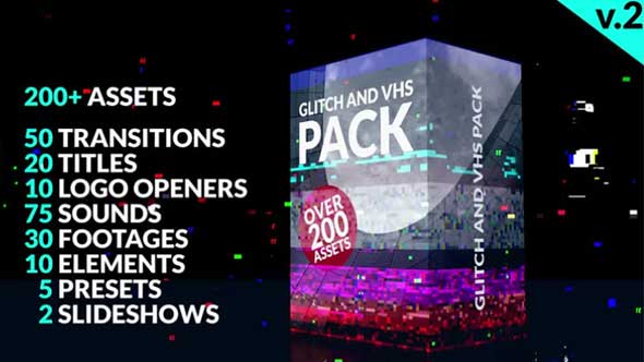 PR模板-200个信号故障干扰画面破损转场( 含音效)