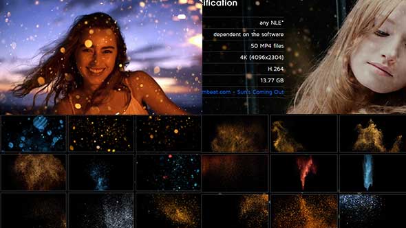 50组4K大气华丽闪耀金色粒子飞舞素材