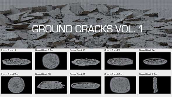 16个2K地面破碎塌陷特效动画 Ground Cracks ActionVFX