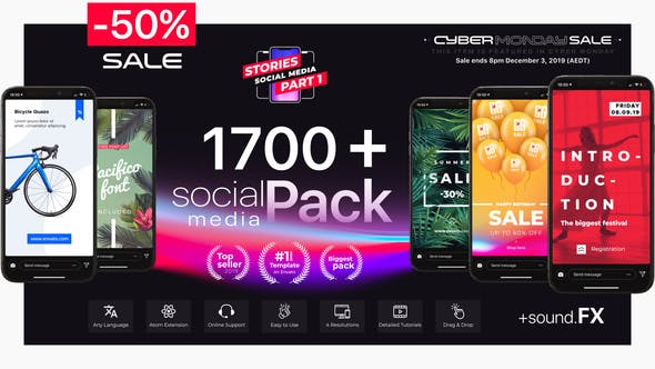 AE脚本-1700个社交媒体时尚竖屏广告封面设计宣传动画(含音效)