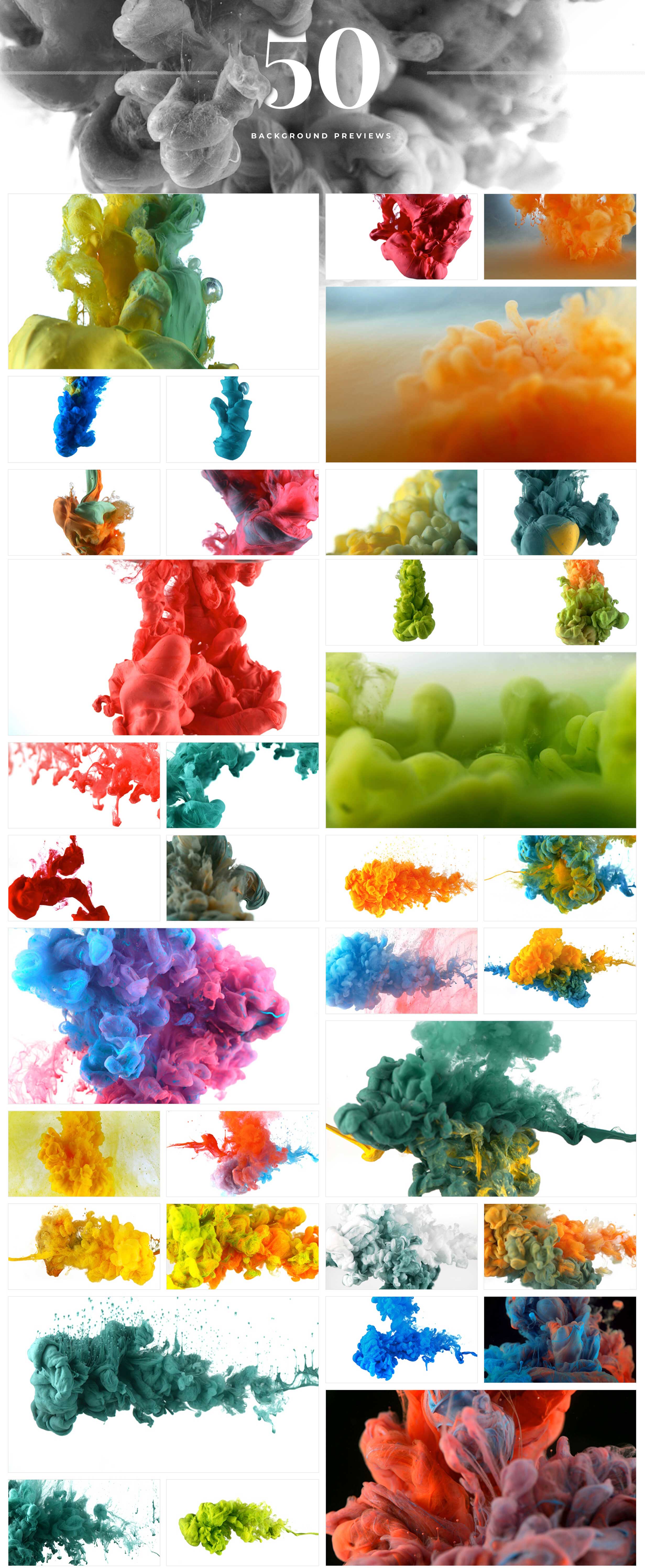 视频素材-50组4K超清彩色水墨溶解流体特写背景特效动画