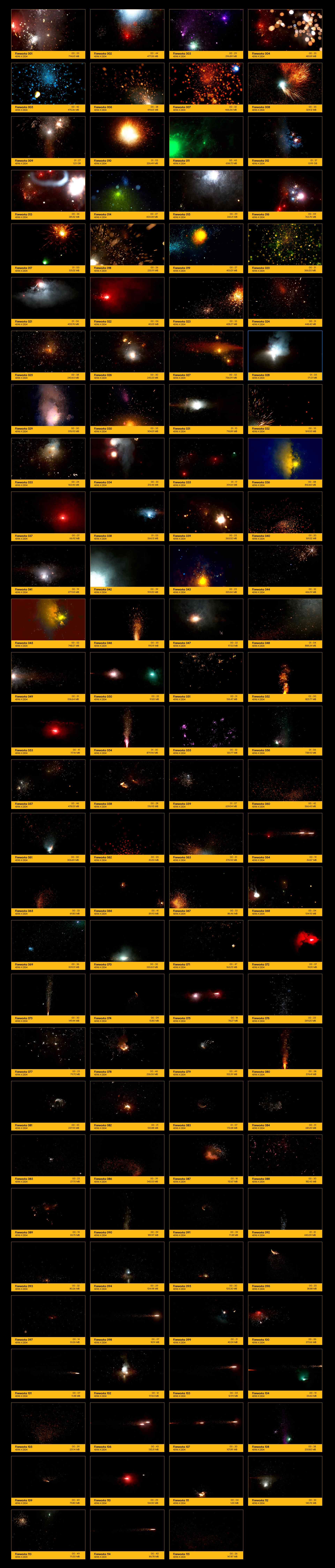 视频素材-115组4K超清烟花火星粒子特效动画