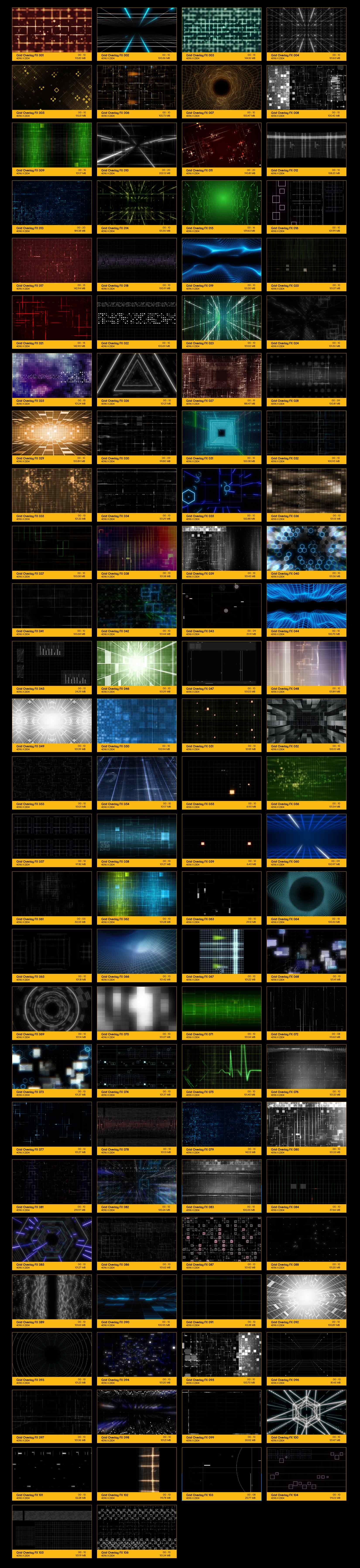 视频素材-106个4K科技感线条网格特效叠加动画