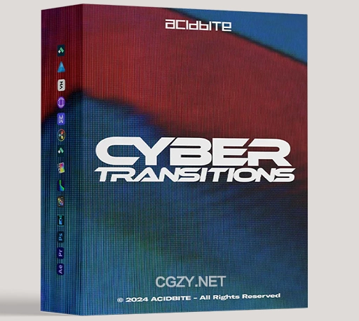 48种复古电子干扰效果转场视频素材 AcidBite – Cyber Transitions