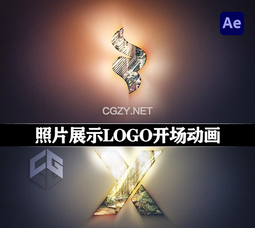 AE模板|照片展示LOGO开场动画(含音乐素材) Grunge Photo Logo