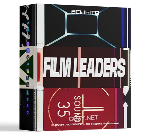 97个复古胶片扫描颗粒纹理脏污引线伪影叠加转场视频素材 AcidBite – Film Leaders