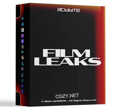 34个复古胶片漏光划痕粗糙感纹理视频转场素材 AcidBite – Film Leaks