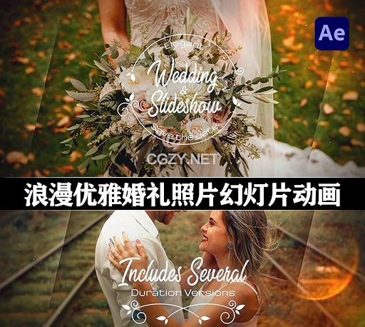 AE模板|浪漫优雅婚礼照片幻灯片动画 Elegant Wedding Slideshow