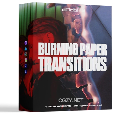 24个真实火焰燃烧纸张视频转场素材 AcidBite – Burning Paper Transitions