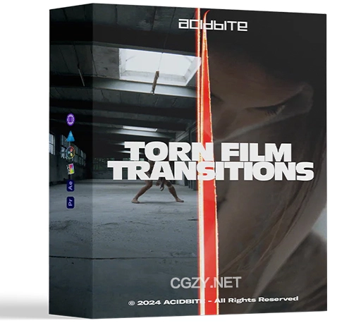 真实电影胶片扫描纹理遮罩转场视频素材 AcidBite – Torn Film Transitions