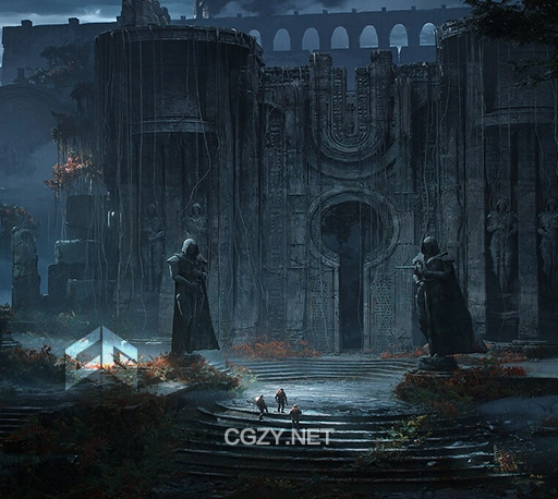 3D模型|古老神秘遗迹神庙石柱雕像建筑场景模型 (.blend .PSD格式) Temple on the Planet