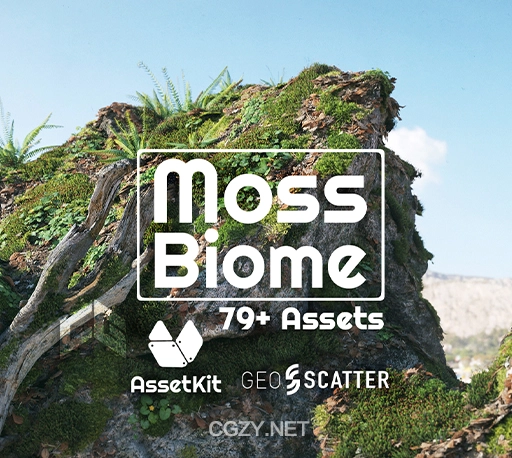 自然环境苔藓生物群落地面散布物3D模型3D模型|自然环境苔藓生物群落地面散布物模型(Blender/FBX/OBJ格式) Moss Biome Ground Scatter