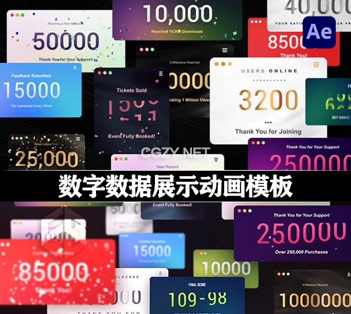 AE模板|数字数据展示动画 Number Count Animations