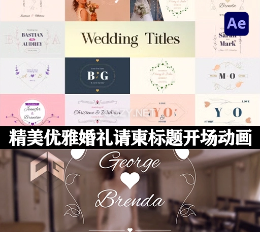 AE模板|12种精美优雅婚礼请柬标题开场动画 Wedding Titles