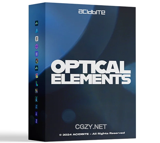 4K视频素材|68个玻璃元素光学折射光效视频叠加素材 Acidbite – OPTICAL ELEMENTS