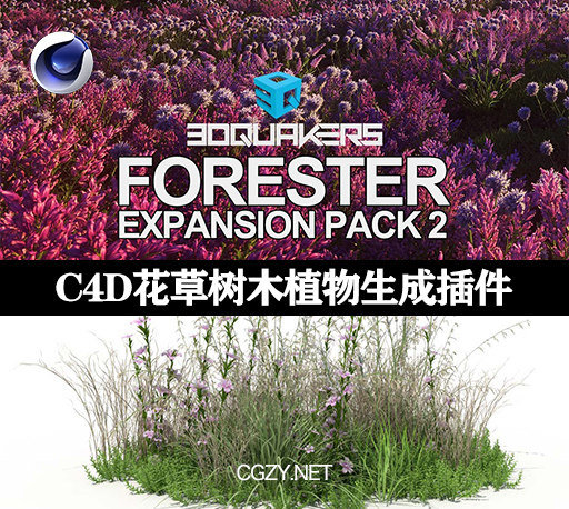 C4D插件|花草树木森林植物生成制作工具 Forester v1.5.5 Win/Mac + Expansion Pack V1+V2预设包