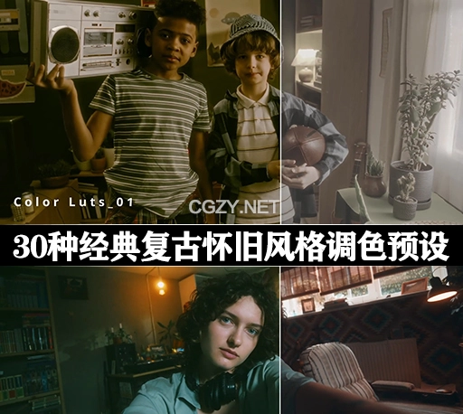 LUTs预设|30种经典复古怀旧风格电影调色滤镜 Old Film Vintage Luts Pack