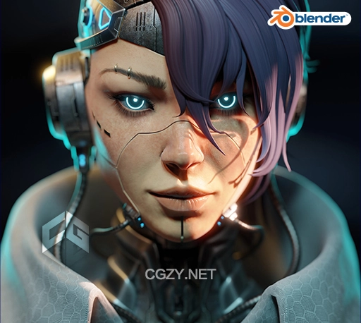 Blender教程|赛博朋克风格女孩角色建模教程(含工程文件) Cyberpunk Style Girl Blender modeling