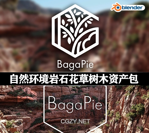Blender插件|自然环境岩石花草树木植物资产包 Baga Pie v10.4.4 Architecture & Vegetation, Rocks, Trees + 预设库