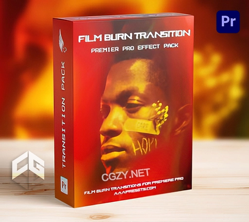 PR模板|10种电影胶片灼烧闪光转场过渡效果 Film Burn Transitions