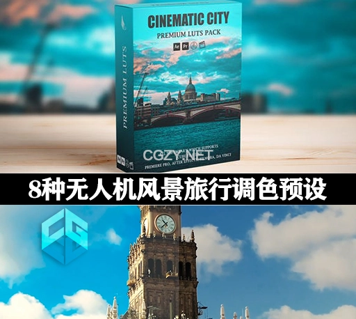 LUTs调色|8种无人机风景旅行电影调色预设 Landscape Drone Travel Moody Cinematic Video LUTs Pack