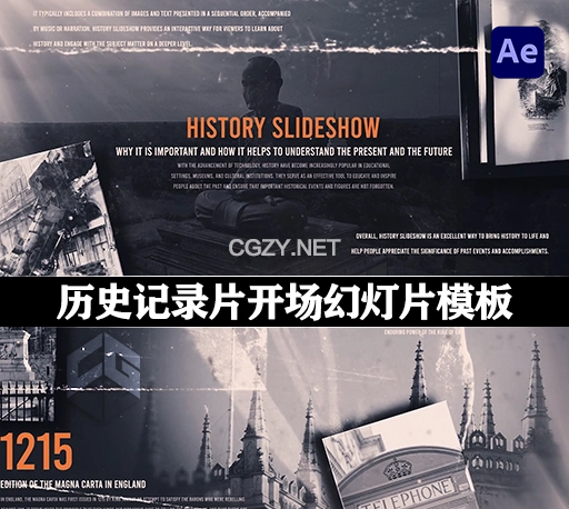 AE模板|历史记录片开场幻灯片展示 Historical Photography Slideshow for After Effects