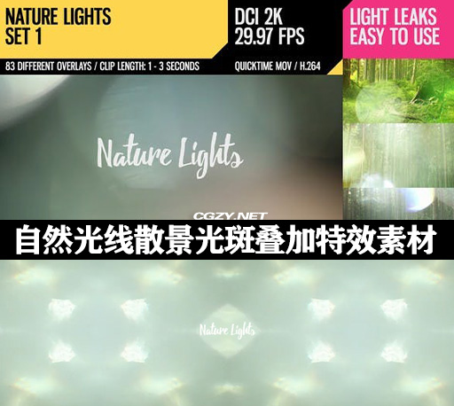 视频素材|83个自然柔和光线温暖散景光斑叠加特效动画 Nature Lights HD1