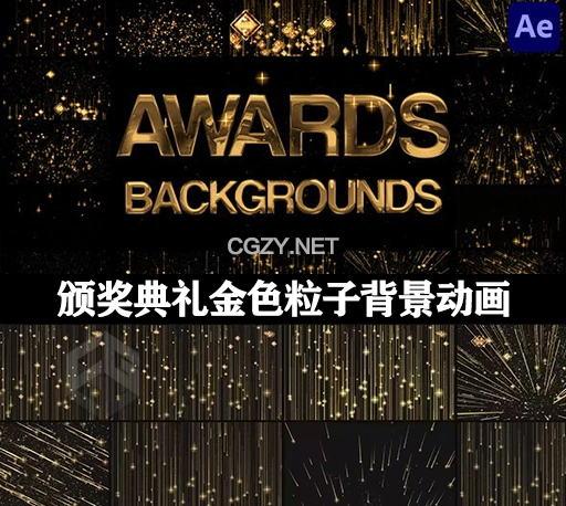 优雅金色粒子颁奖典礼开场背景动画AE模板 Awards Backgrounds