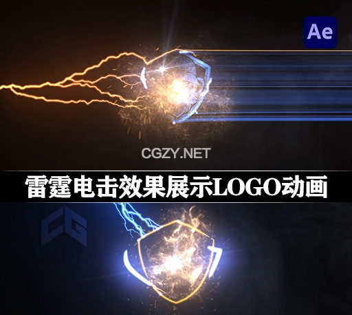 AE模板|雷霆电击效果展示LOGO标志动画 Electric Logo Reveal