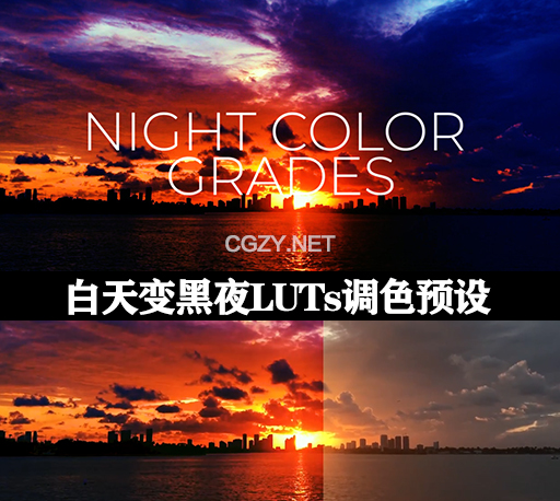 10种白天变黑夜LUTs调色预设 Night Color Grades