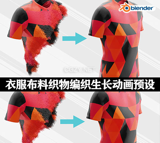 Blender模拟衣服布料织物编织生长动画预设 Fabric Weave Effect V3