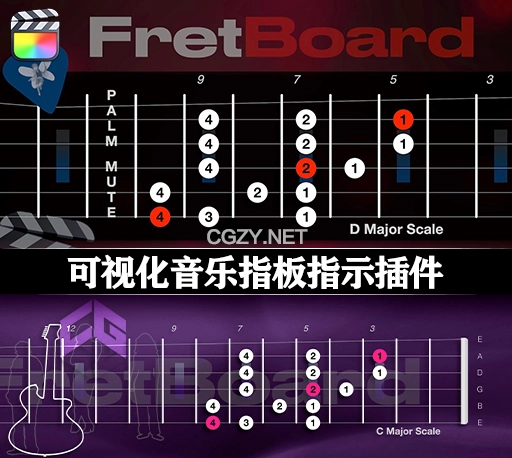 FCPX插件|可视化音乐指板指示工具 FretBoard