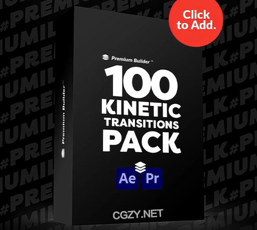 AE/PR脚本|100种时尚创意动力学文字标题转场动画预设 Kinetic Transitions Pack