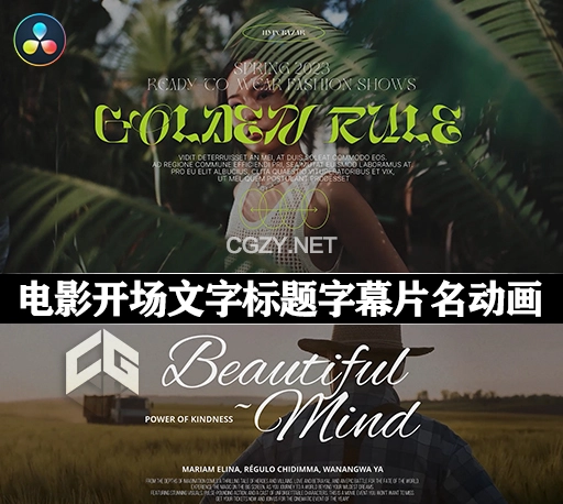 达芬奇模板|10种好莱坞电影风格开场文字标题字幕片名动画 Cinematic Titles V2