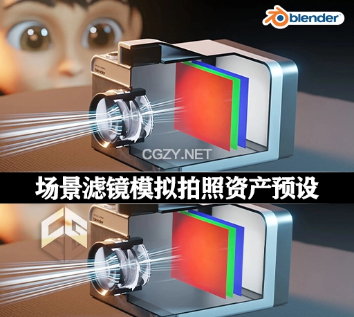 Blender预设|场景滤镜模拟拍照资产 Virtual Blender Camera v1.1