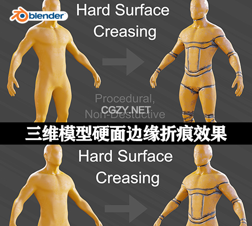 Blender三维模型硬面边缘折痕效果 Hard Surface Crease Tool V1