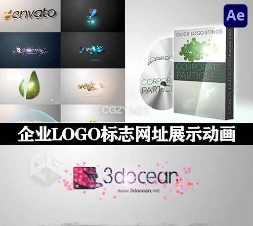 AE模板|9种粒子汇聚企业LOGO标志网址展示动画 Quick Logo Sting Pack 02