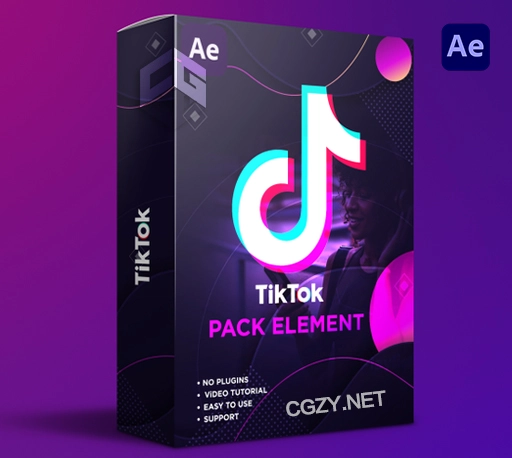 AE模板|抖音短视频字幕条点赞关注订阅图形动画包 TikTok Pack