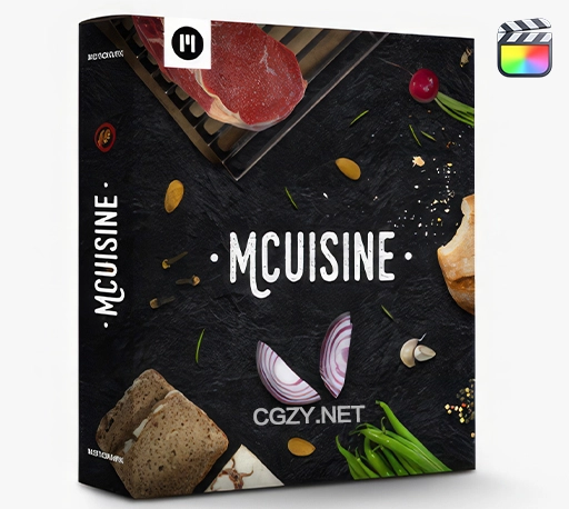 FCPX插件|276组美食栏目水果蔬菜肉类面包佐料食物餐具动画预设 MotionVFX mCuisine