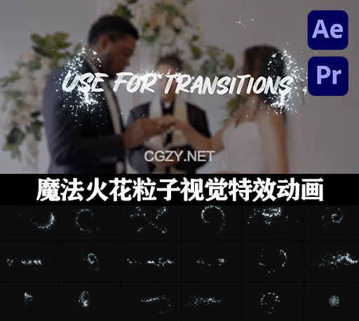 AE/PR模板|30组魔法火花粒子视觉特效动画 Magic Sparks Pack