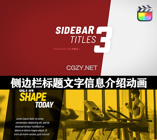 FCPX插件|30种侧边栏文字信息介绍展示动画预设 Sidebar Titles 3