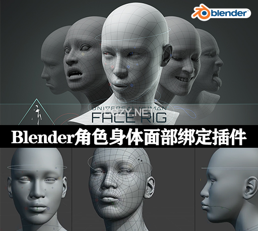 Blender插件|人物角色身体面部绑定工具 Universal Human Body & Face Rig v2.1.1
