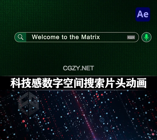 AE模板|科技感数字代码矩阵空间粒子汇聚搜索片头动画 Search in Digital Space