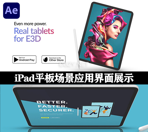 AE模板|90种iPad平板电脑设备应用界面场景3D展示动画 Real Smartwatches for Element 3D